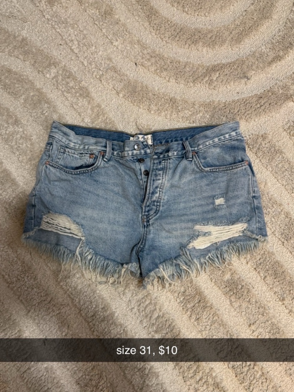 Distressed Light Blue Denim Cutoff Shorts